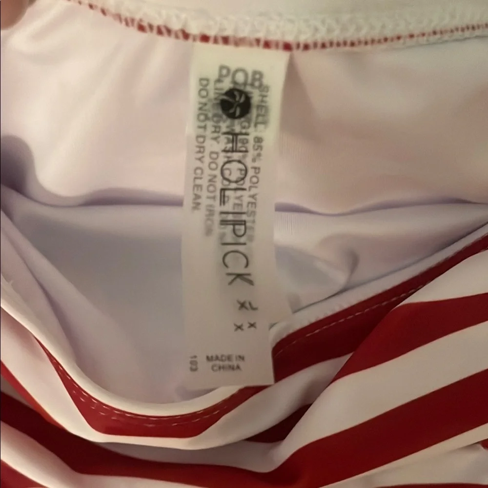 Holipick Red White Striped Ruched High Waist Bikini Bottom XL 16 NWOT